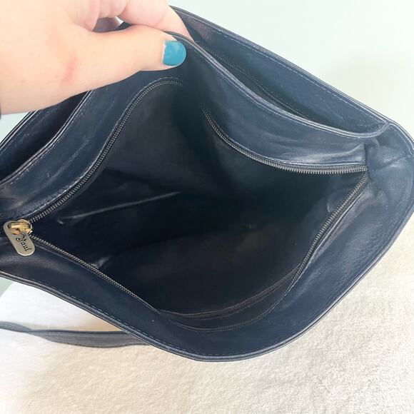 PAUL LE SAC Womens Leather Adjustable Strap Shoulder Bag Navy Blue main image 2